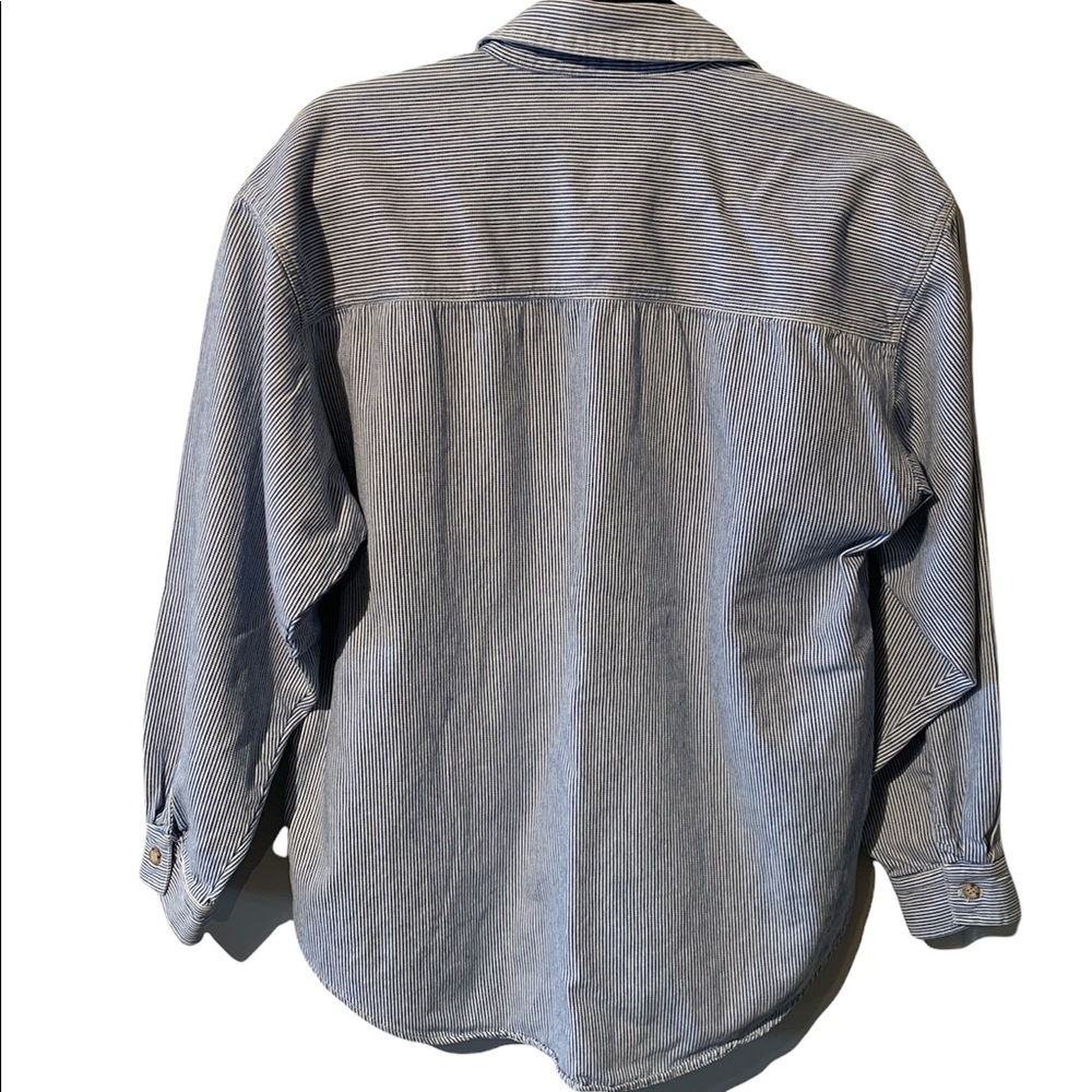 Vintage Gotcha Covered Railroad pinstripe rounded hem button up size Medium rare - Picture 4 of 10